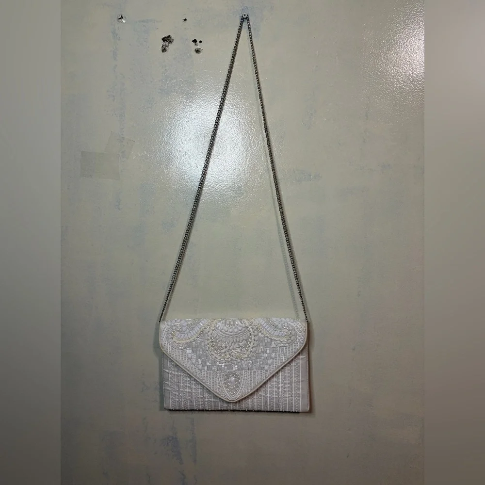 Lulus beaded crossbody clutch purse boho wedding bridal bride bachelorette - Picture 1 of 7